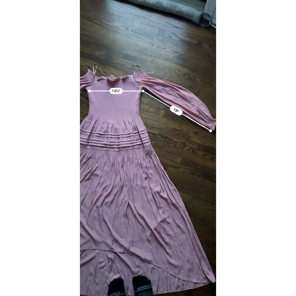 Ramy Brook NWT Anita Smocked Ruffle Midi Dress in Pink Size S Barbie Cottagecore - Picture 11 of 12